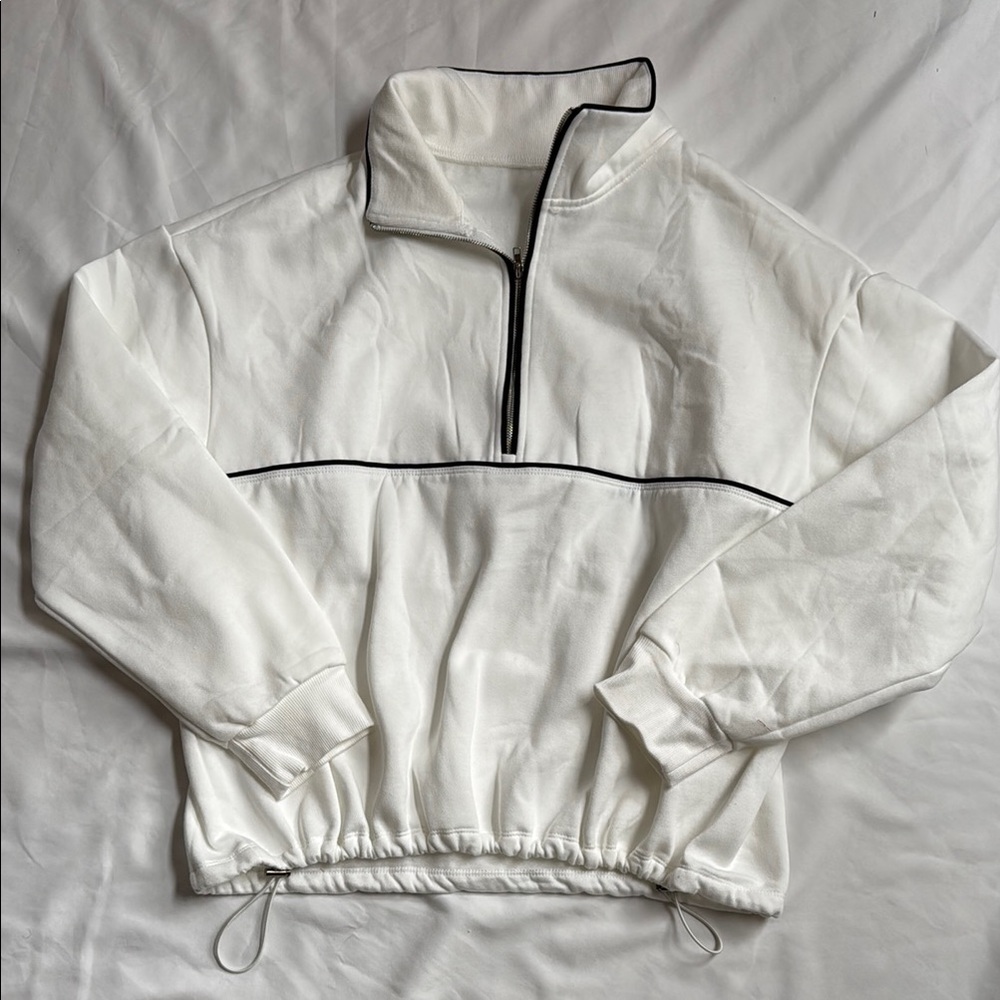 White Pullover with Black Trim